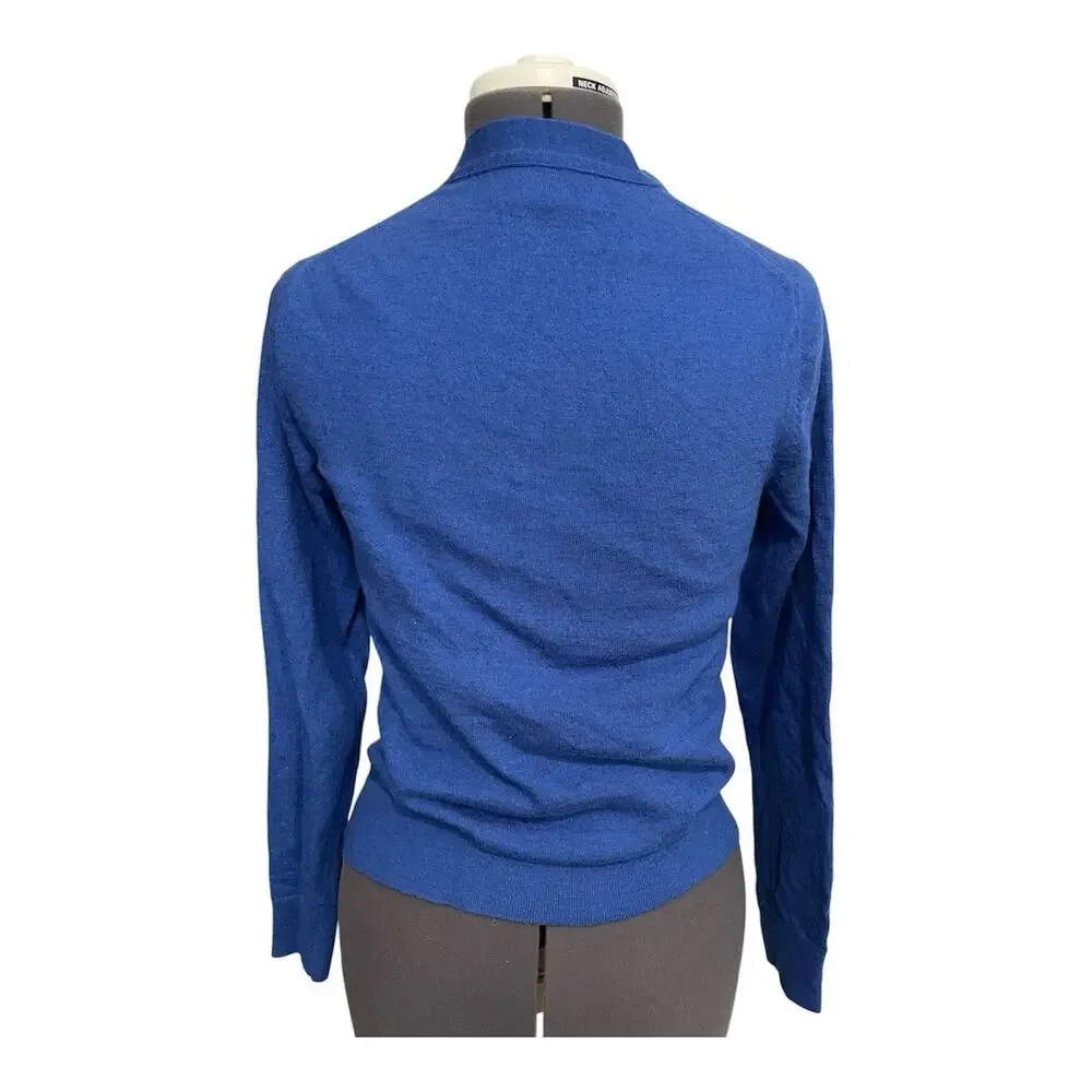 Banana Republic 100% Merino Wool V-Neck Cardigan Sweater Size Medium Royal Blue